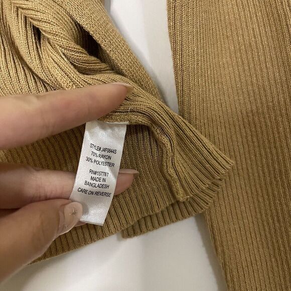Full Circle trends double tie front ribbed cardigan tan brown size medium - Picture 2 of 4